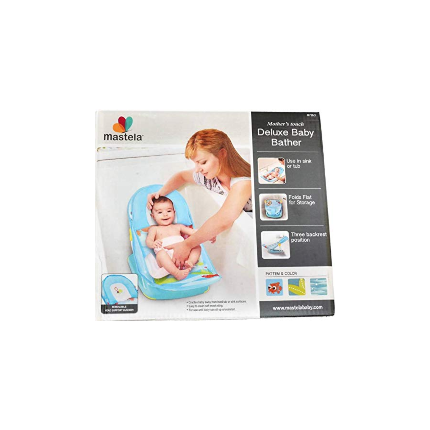 Mastela Deluxe Baby Bather – Safe & Comfortable Bathing with Fun Fish Pattern