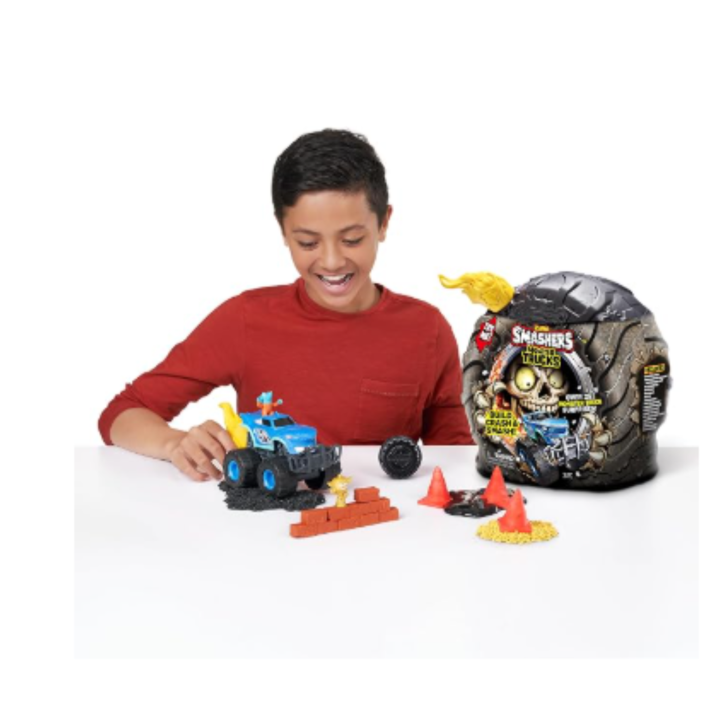 Smashers Monster Truck Surprise – Dino Monster Truck Playset with 25 Surprises & Collectible Race Car