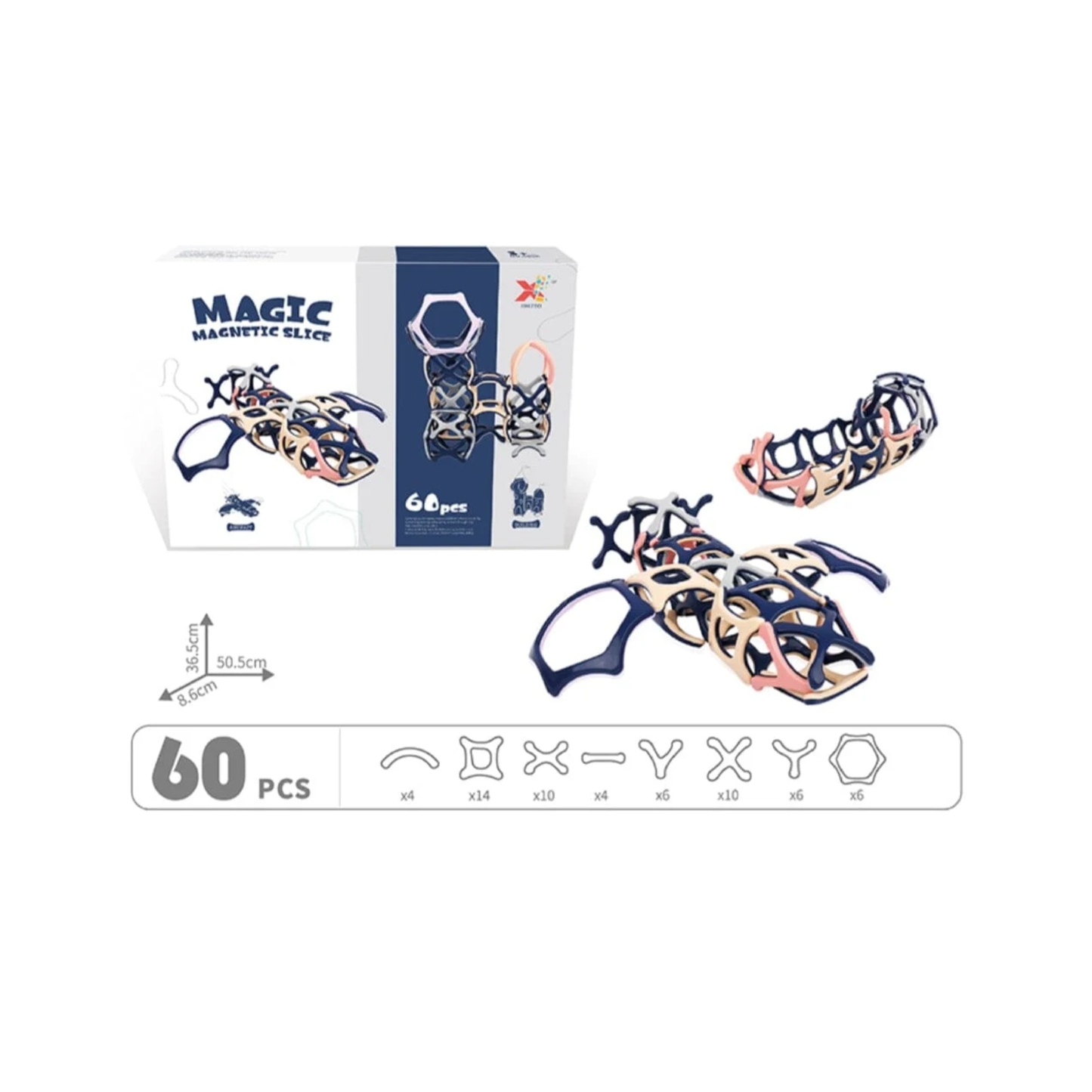 Xinlebei Magic Magnetic Slice 60PCS – 3D STEM Building Construction Toy Set