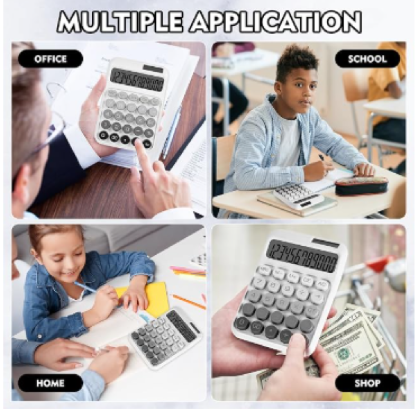 Karuida 12-Digit Basic Desktop Calculator – Minimalist White & Grey, Modern & Efficient