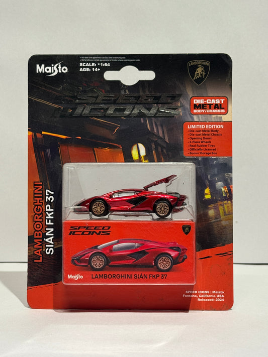 Lamborghini Sian FKP 37 Red Die-Cast Model Car | Premium Hybrid Supercar Collectible Toy