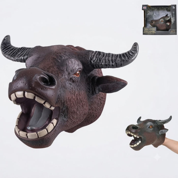 ZHONGJIEMING Bull Hand Puppet | Soft Plush Animal Hand Puppet Toy for Kids