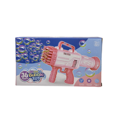 Bazooka Bubble Gun Toy for Kids – Pink Bubble Blaster | 36-Hole