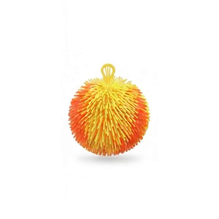 Two-Tone Sensory Stress Ball – Soft Spiky Squeeze Toy with Finger Loop for Kids & Adults (Yellow & Orange)