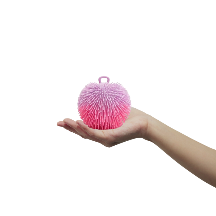 Two-Tone Sensory Stress Ball – Soft Spiky Squeeze Toy with Finger Loop for Kids & Adults (Light & Dark Pink)