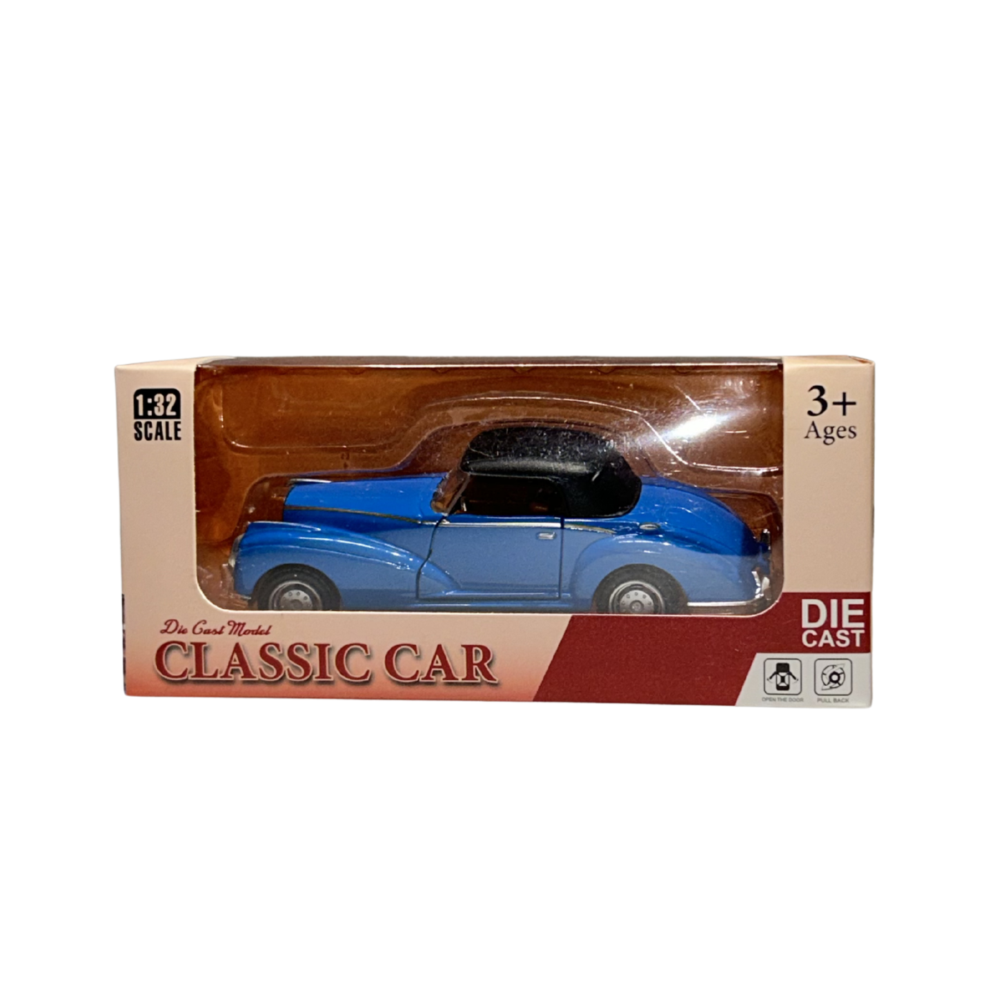 Classic Convertible Die-Cast Car Model 1:32 Scale – Blue Vintage Collectible Car