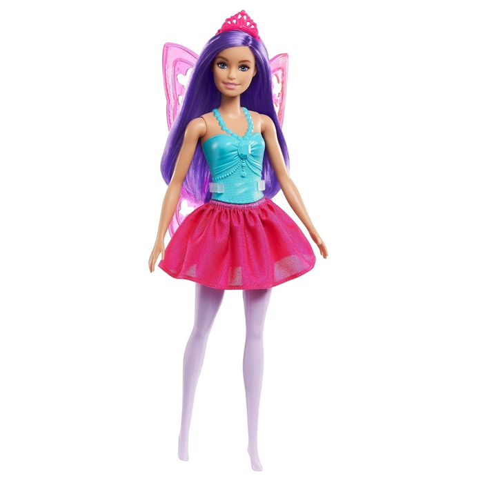 Barbie Dreamtopia Fairy Doll (11.5-inch, Purple Hair) Wearing Skirt, Clip-On Wings & Tiara