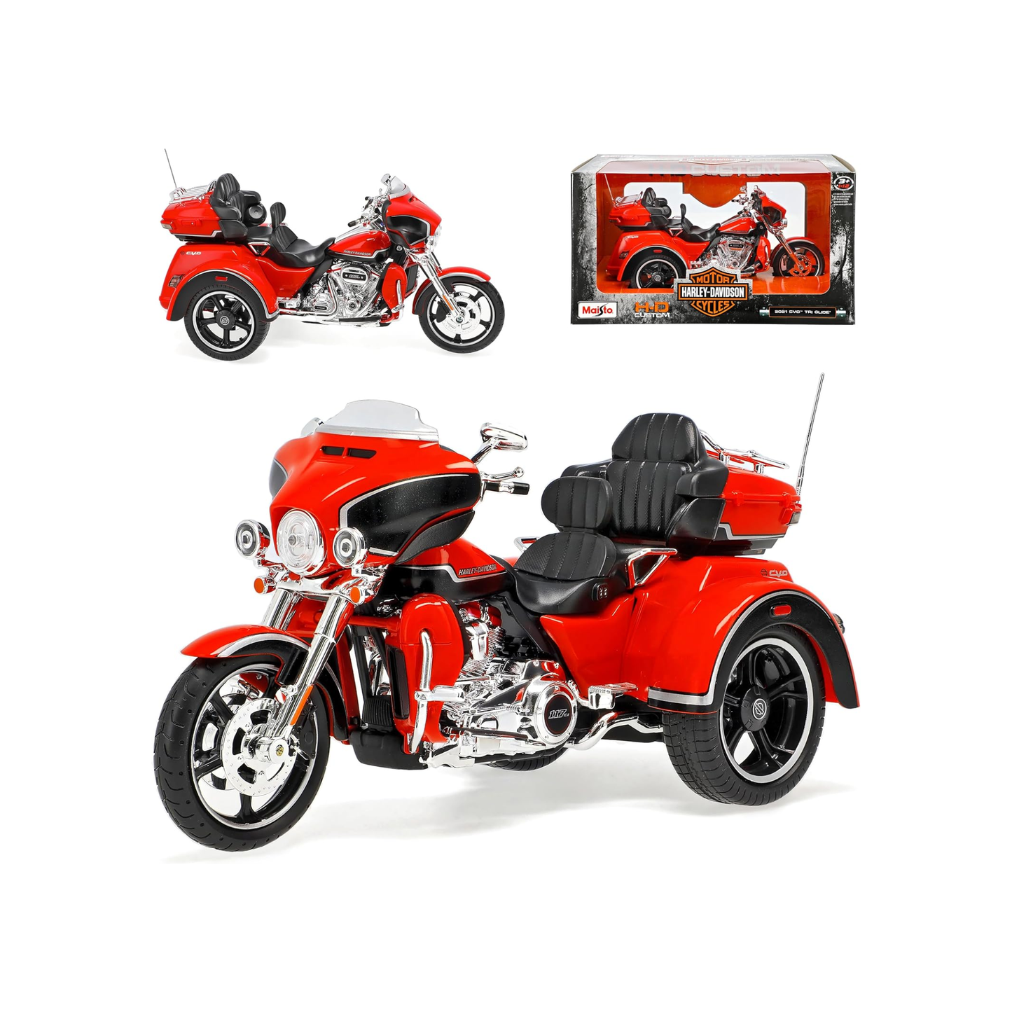 Maisto 1:12 Scale Harley-Davidson 2021 CVO Tri Glide Trike (Orange / Sunset Orange)