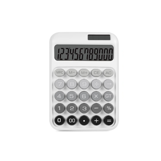 Karuida 12-Digit Basic Desktop Calculator – Minimalist White & Grey, Modern & Efficient
