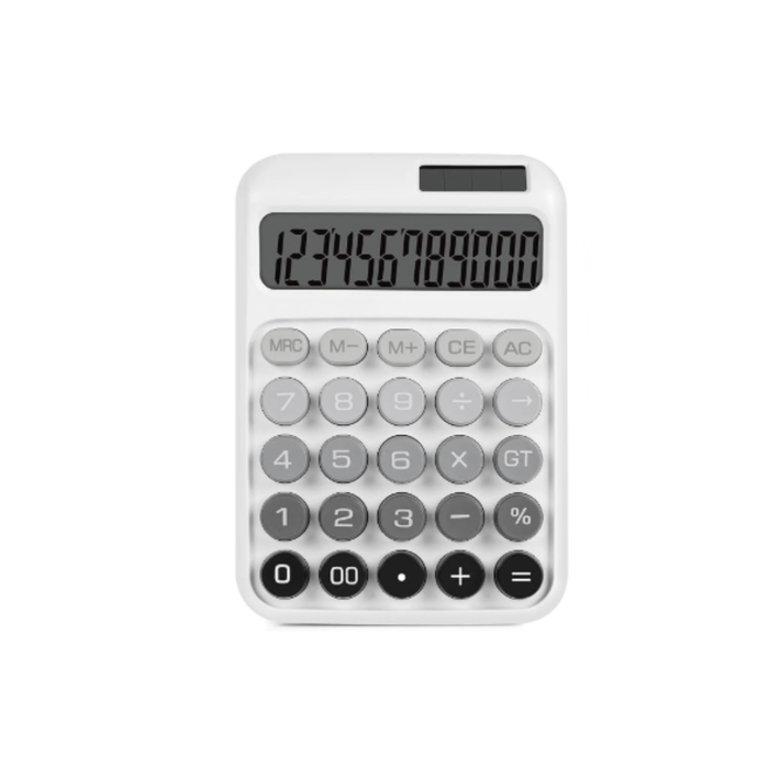 Karuida 12-Digit Basic Desktop Calculator – Minimalist White & Grey, Modern & Efficient