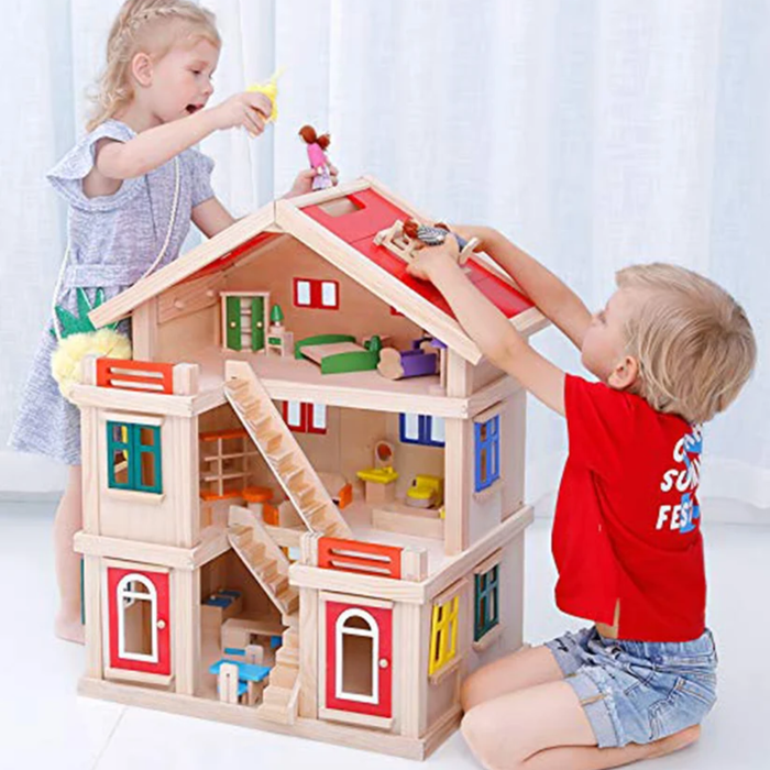 Heritage Mansion 3-Storey Wooden Dollhouse Playset