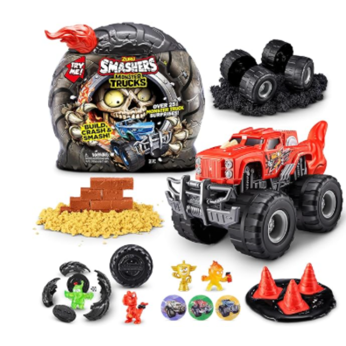 Smashers Monster Truck Surprise – Dino Monster Truck Playset with 25 Surprises & Collectible Race Car