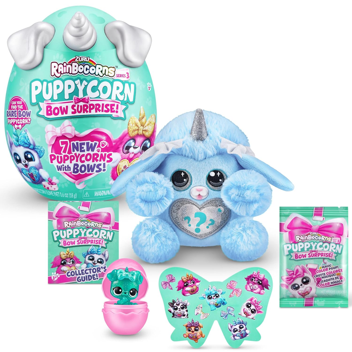 Rainbocorns Puppycorn Bow Surprise Series 3 – Bowie the Poodle Plush with 5 Surprise Layers & Slime