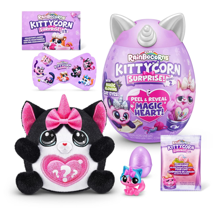 Rainbocorns Kittycorn Surprise Series 2 – Black Cat Collectible Plush with Surprise Egg & Slime by ZURU