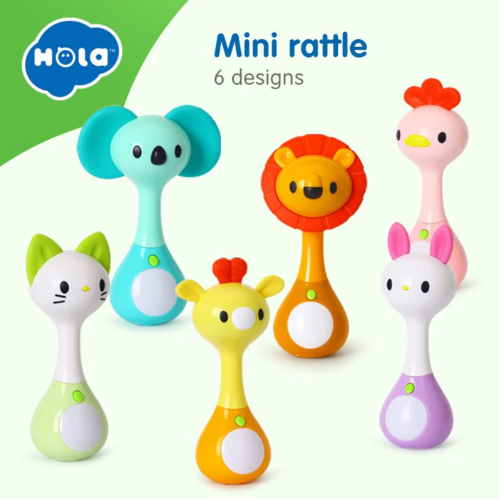 Hola Mini Rattle Toy – Adorable Animal-Themed Musical Rattle for Babies 3M+