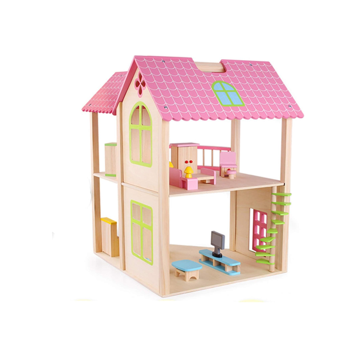 Doll House Rainbow Cottage Wooden Dollhouse Playset