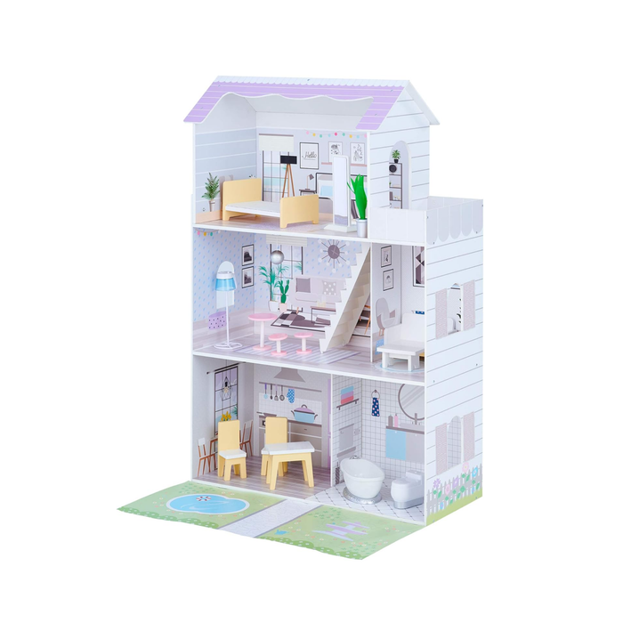 Doll House Scandinavian Family Villa Wooden Dollhouse Playset