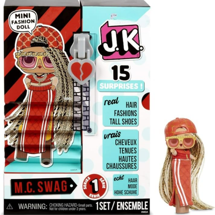 L.O.L. Surprise! J.K. Series 1 M.C. Swag Mini Fashion Doll – 15 Surprises with Real Hair & Tall Shoes