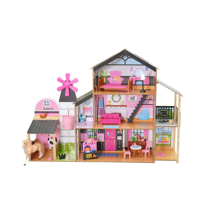 KidKraft Countryside Windmill Farm House Dollhouse Playset