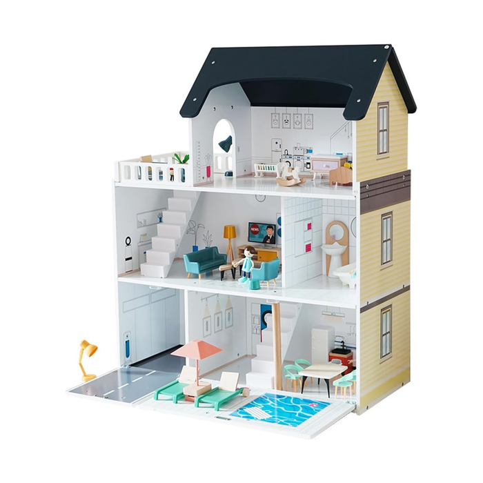 Nordic Luxe Modern Wooden Dollhouse Playset