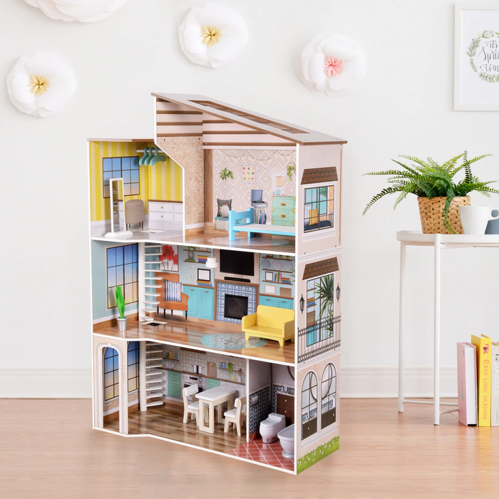 Doll House Modern Loft Wooden Dollhouse Playset