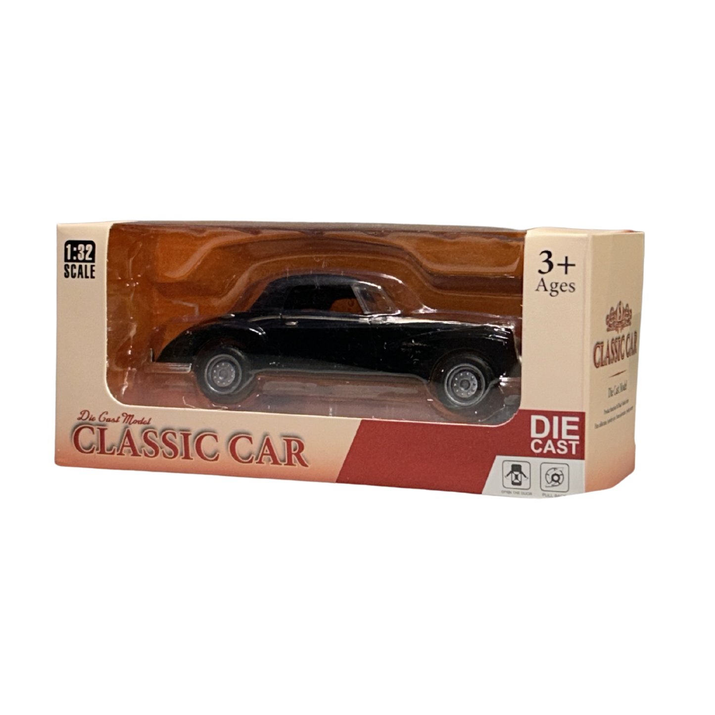 Classic Vintage Coupe Die-Cast Car Model 1:32 Scale – Black Collectible Retro Car
