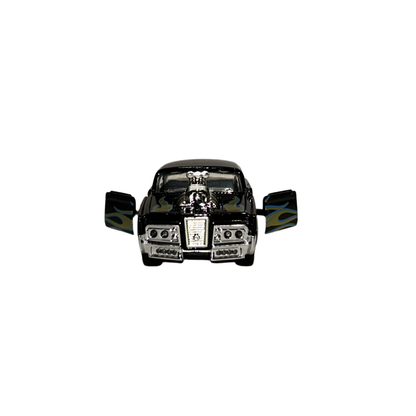 Black Hot Rod Diecast Car Model with Blue Flame Graphics – 1:32 Scale
