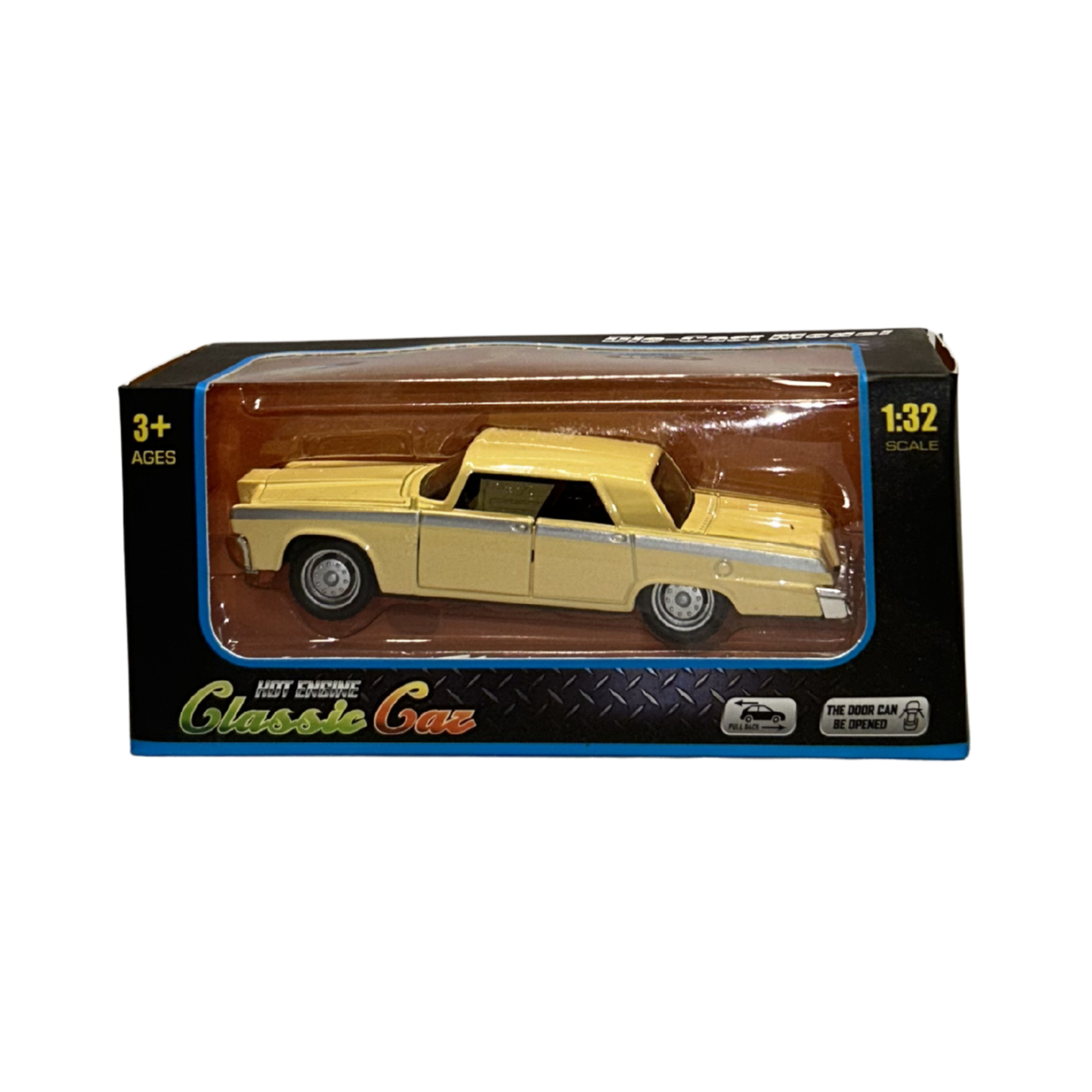 Classic Vintage Die-Cast Car Model with Opening Doors – Cream Collectible Toy Car | 1:32 Scale