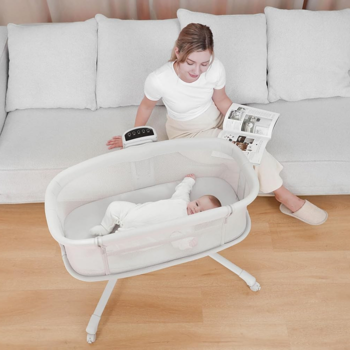 Mastela Dream Starlight Bedside Bassinet – Premium Comfort in Elegant White