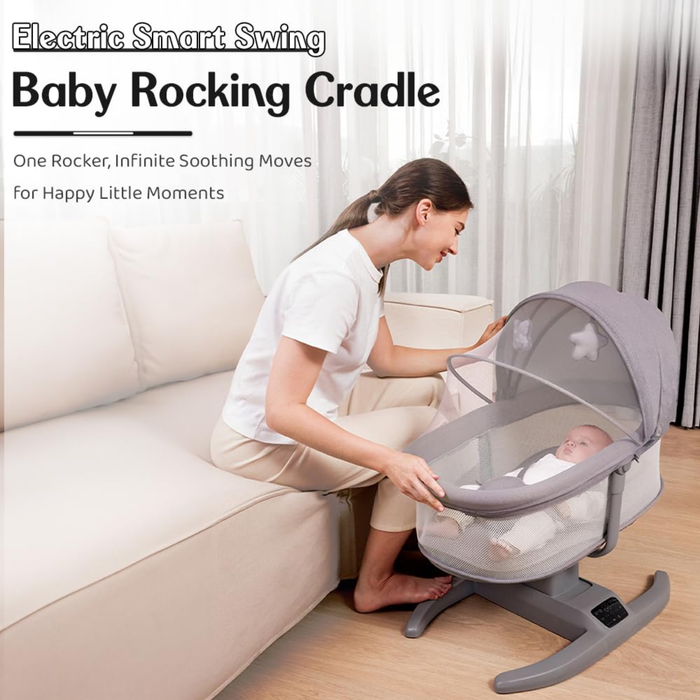 Mastela Multi-Motion Baby Cradle – Interactive Comfort in Sophisticated Grey
