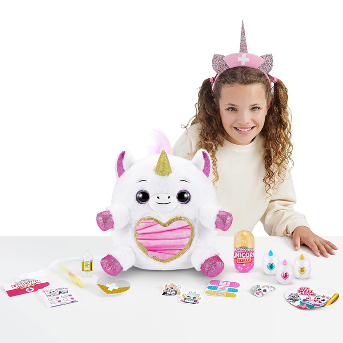 Rainbocorns Unicorn Rescue Surprise DJ Unicorn – Giant Plush Egg with 25+ Surprises & Collectible Accessories
