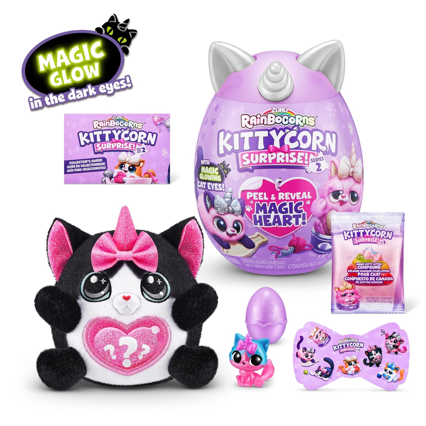 Rainbocorns Kittycorn Surprise Series 2 – Black Cat Collectible Plush with Surprise Egg & Slime by ZURU