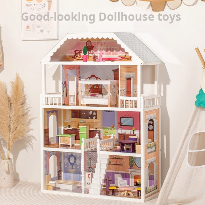 Grand Victorian Mansion Wooden Dollhouse Playset