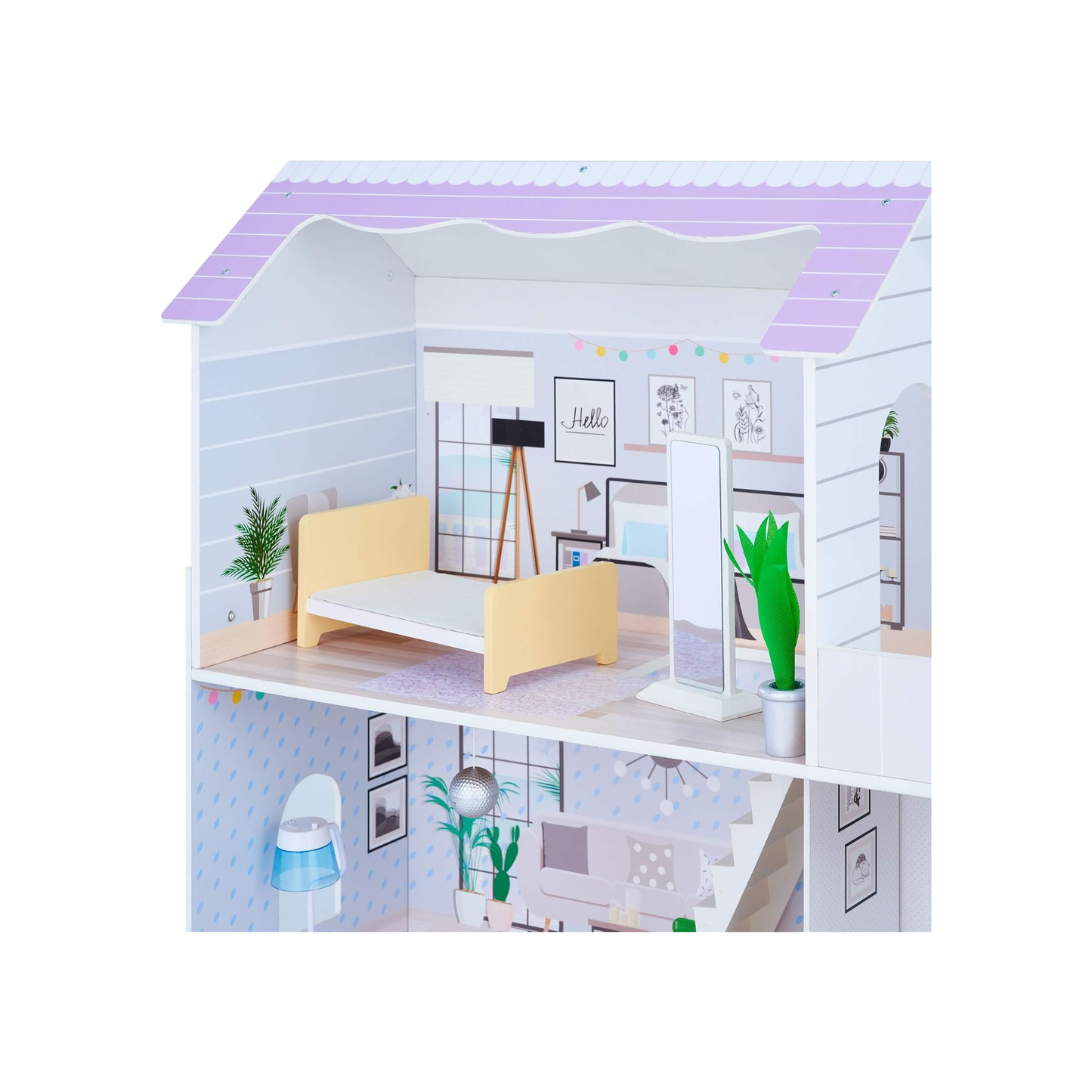 Doll House Scandinavian Family Villa Wooden Dollhouse Playset