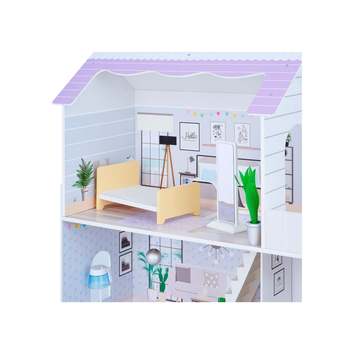 Doll House Scandinavian Family Villa Wooden Dollhouse Playset