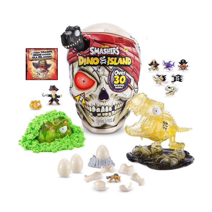 ZURU Smashers Dino Island – 28-Piece Pirate Adventure Dino Toy with Sand, Slime & 30+ Surprises for Kids 5+