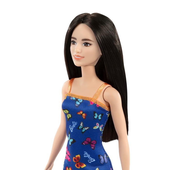 Barbie Doll (11.5 inches) with Colorful Butterfly Logo Print Red Dress & Strappy Heels, Great Gift for Ages 3 Years Old & Up
