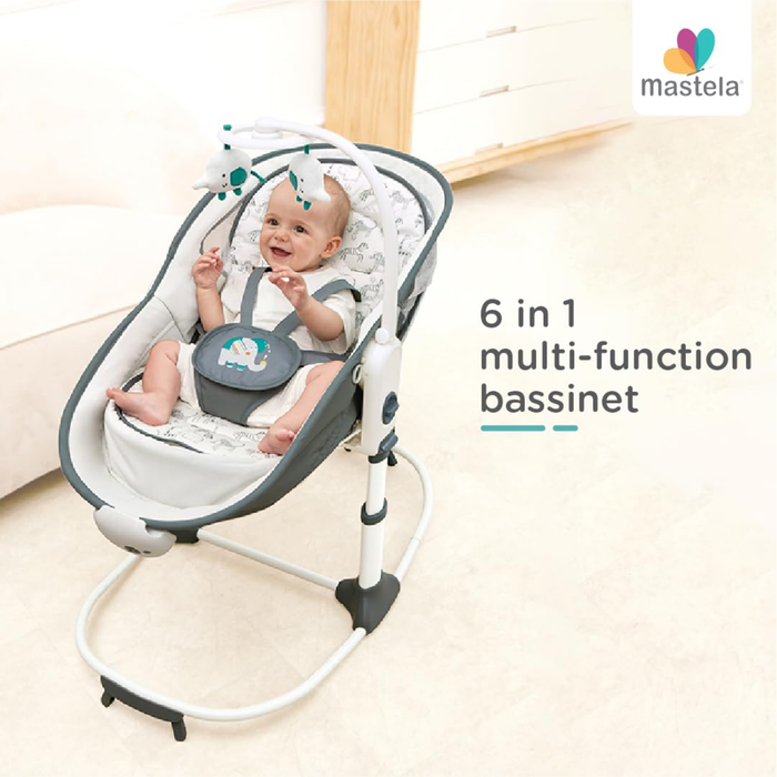 Mastela Deluxe Multi-Functional Bassinet – Premium Comfort in Modern Green-Grey