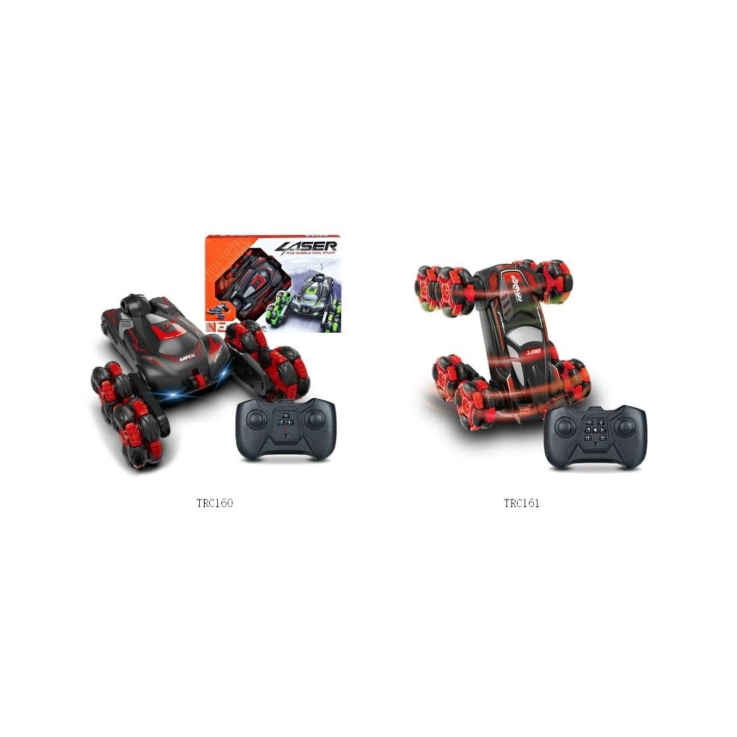 Willesu Toys Laser 5-Wheels Cool Stunt Remote Control Car (Red)