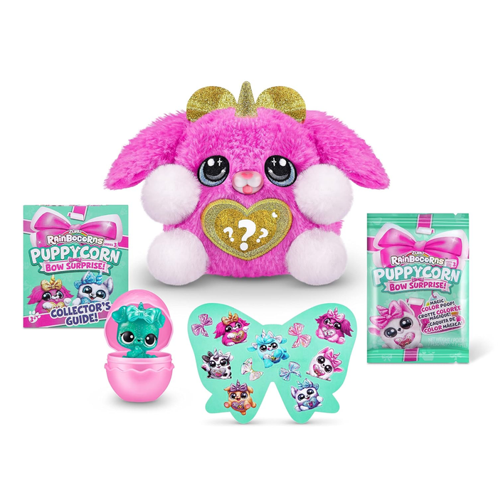 Rainbocorns Puppycorn Bow Surprise Series 3 – Rocket the Pink Karmo Plush with 5 Surprise Layers & Slime