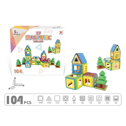 3D Magnetic Intellect - STEM Magnetic Building Set (104 Pieces) - Xinlebei Edition
