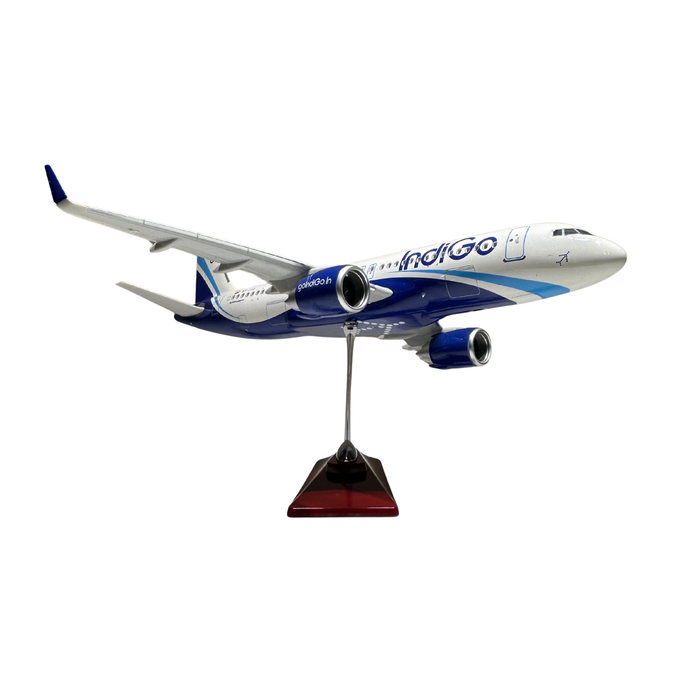 IndiGo Airline Die-Cast Metal Airplane Model – Collectible Aircraft with Display Stand