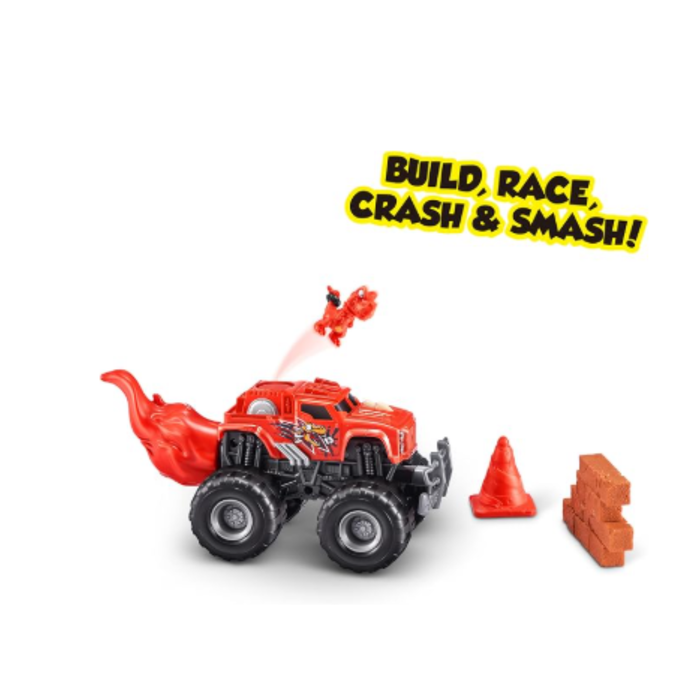 Smashers Monster Truck Surprise – Dino Monster Truck Playset with 25 Surprises & Collectible Race Car