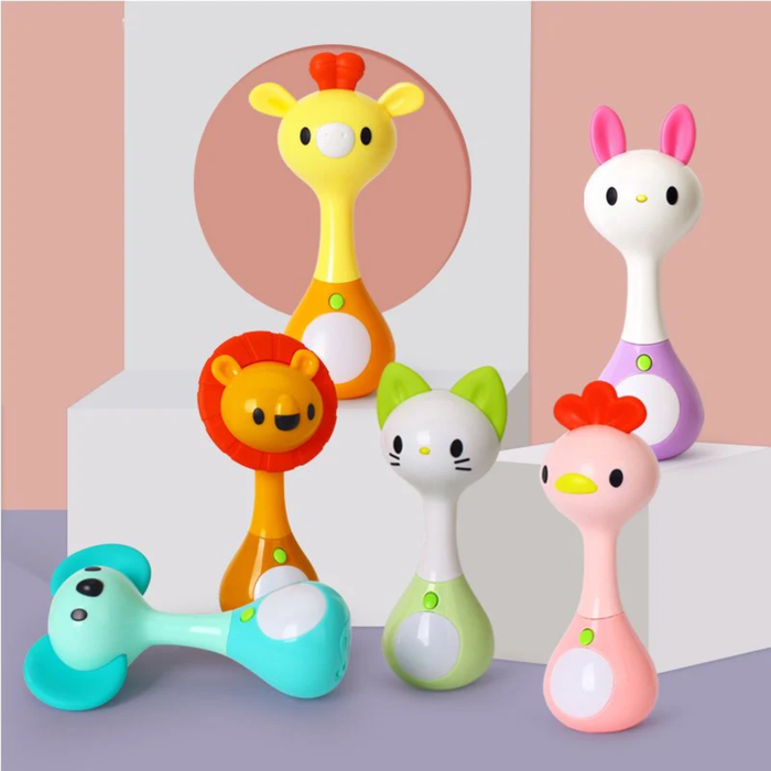 Hola Mini Rattle Toy – Adorable Animal-Themed Musical Rattle for Babies 3M+