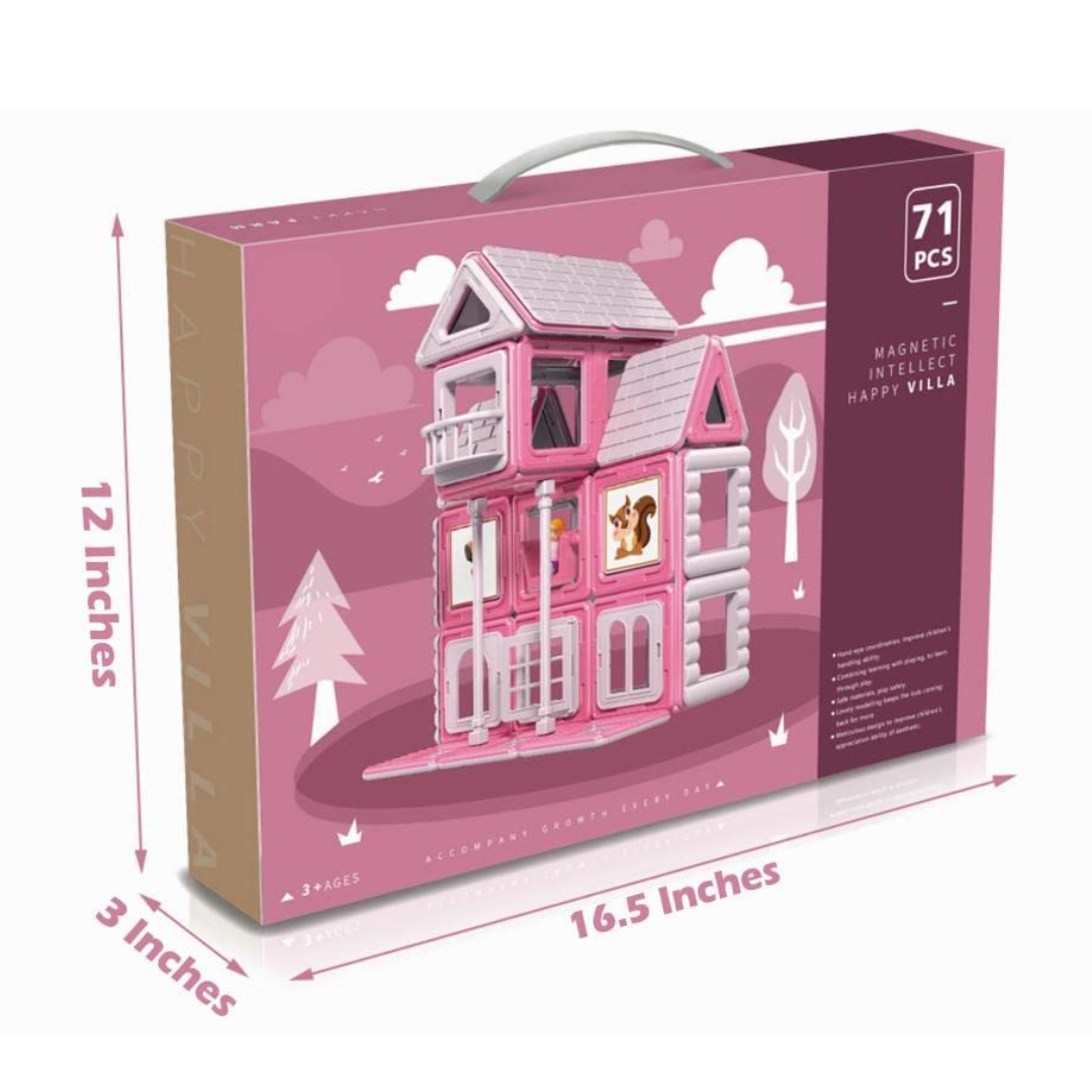 Magnetic Tiles - 71-Piece Doll House Toy | 3D Puzzles for Kids | Creative and Learning Educational Toy | Villa Design (Villa)