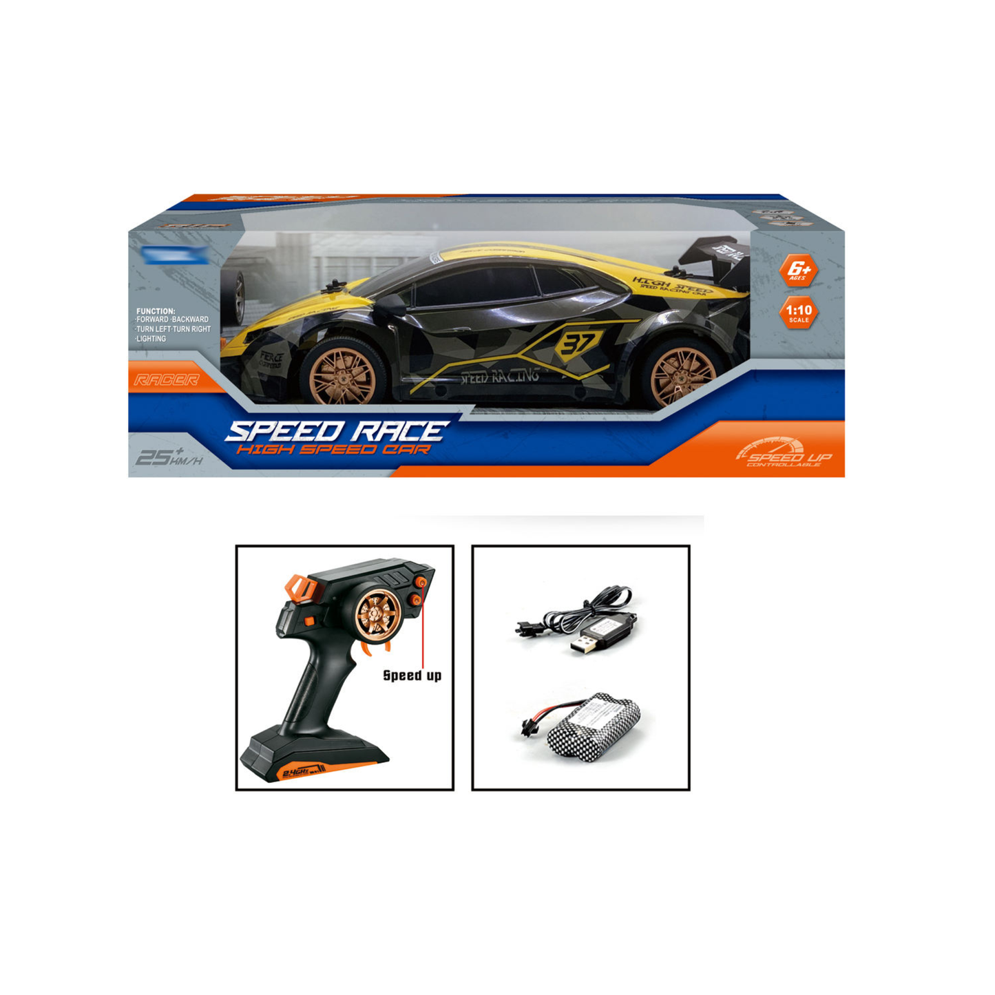 Yuandi 1:10 Scale Speed Racing RC Vehicle (Yellow)