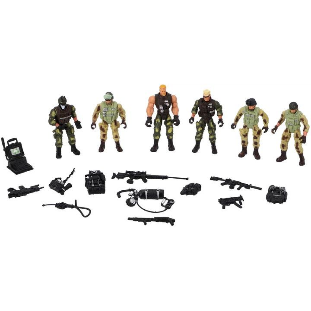 Elite Heroes SWAT Action Figure Playset (6-Pack Commando Set with Tactical Gear)