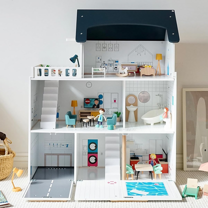 Nordic Luxe Modern Wooden Dollhouse Playset