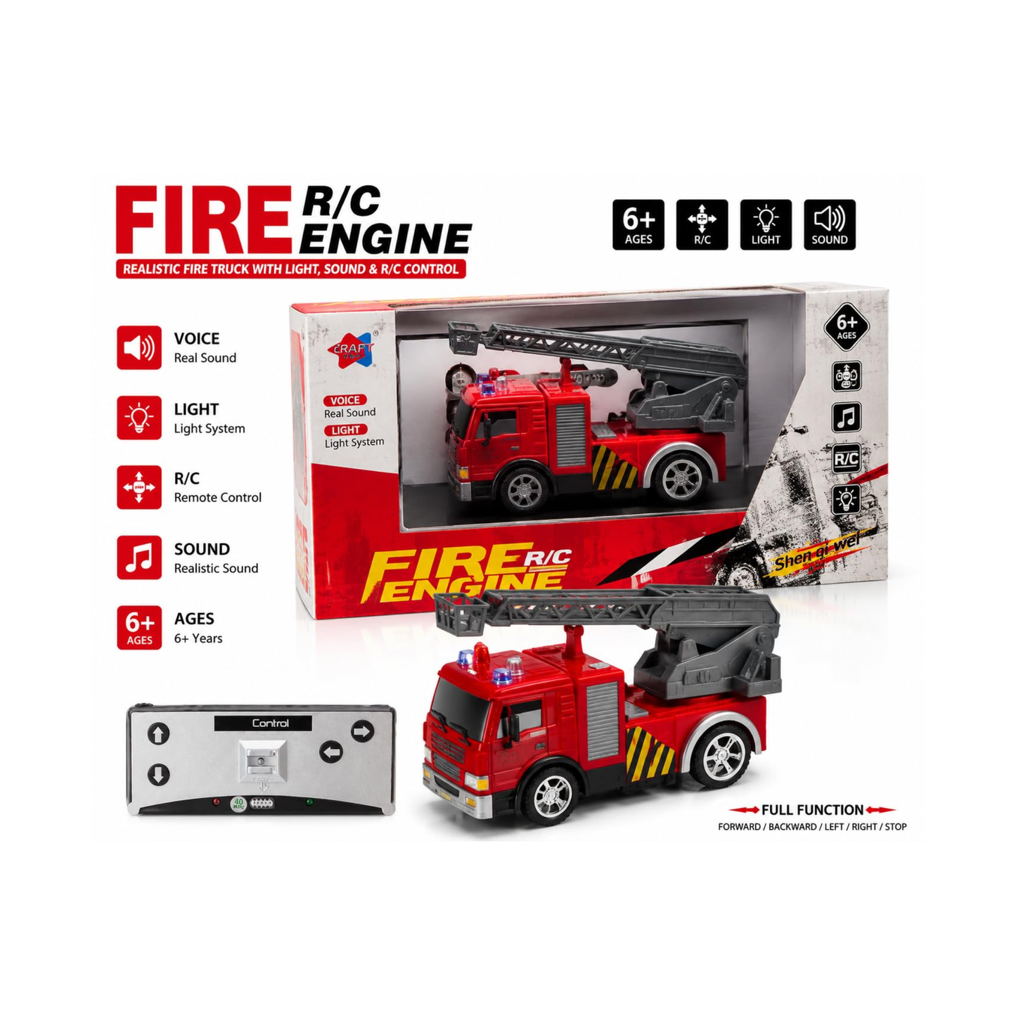 Create Toys / Shen Qi Wei 1:64 Scale Fire Engine Ladder Truck