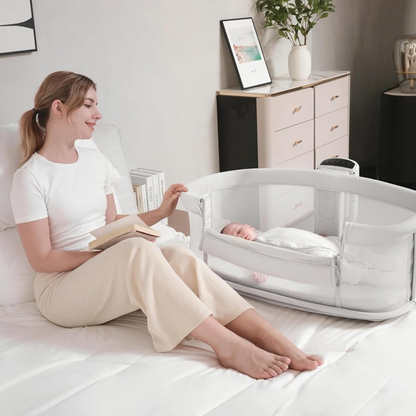 Mastela Dream Starlight Bedside Bassinet – Premium Comfort in Elegant White